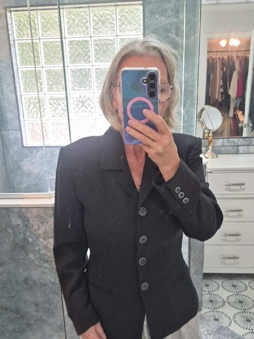 VTG Casual Corner Classic Blk Women's Button-Up Tailored Blazer